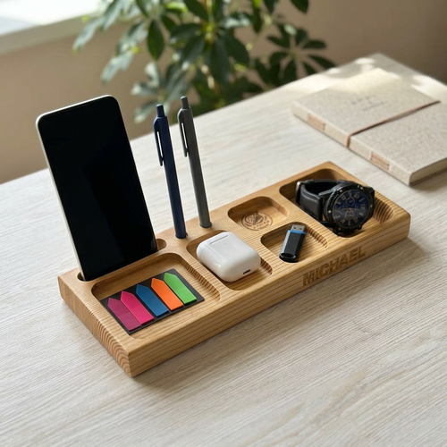 Solid Larch Desk Organiser — The Studio