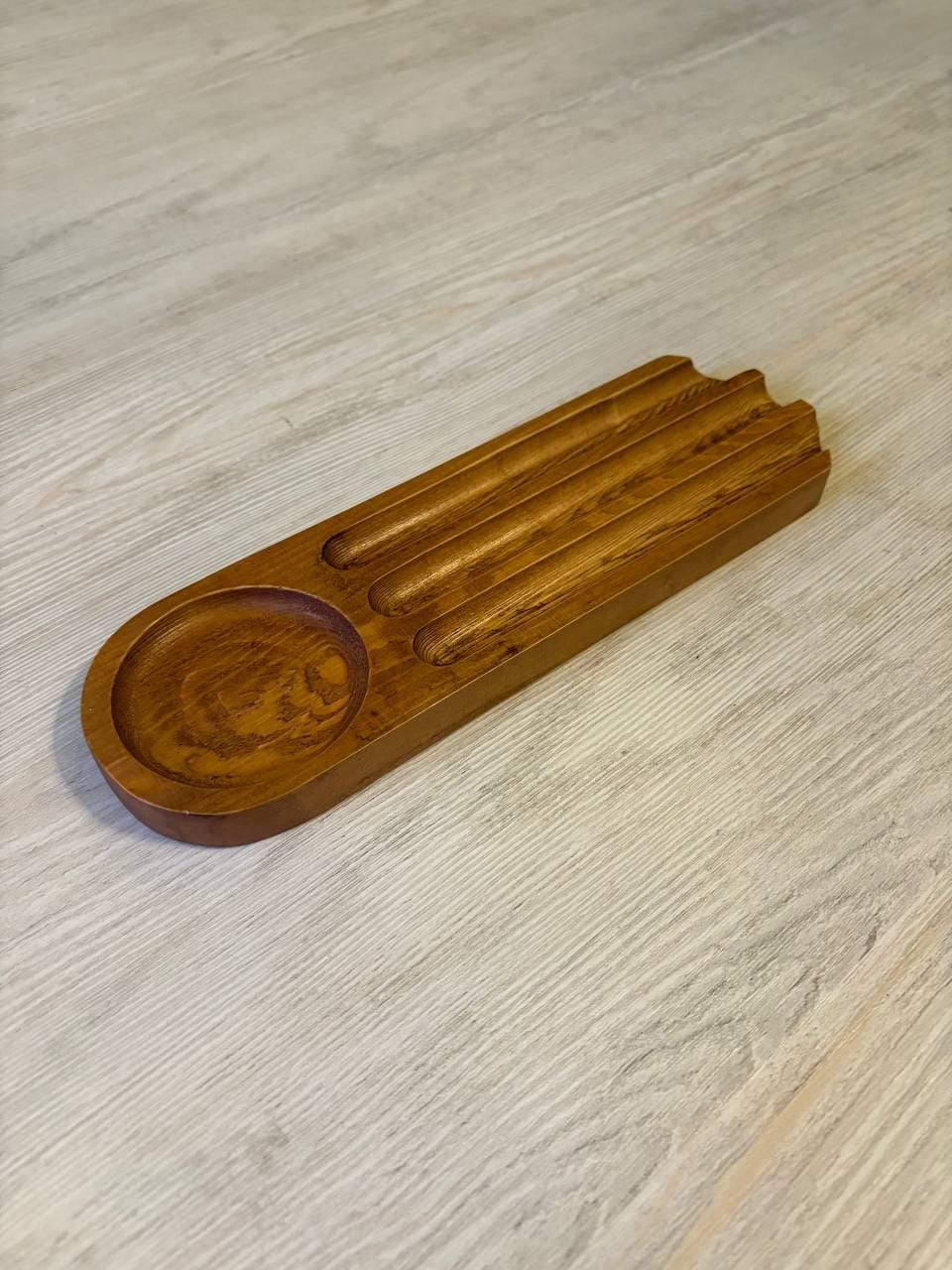 Handmade Wooden Desk Organizer Tray, Minimalist Office Accessory, Pen Holder Catchall Dish