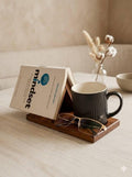Wooden Book Stand Tray, Reading Desk Organizer, Mug Holder, Minimalist Decor