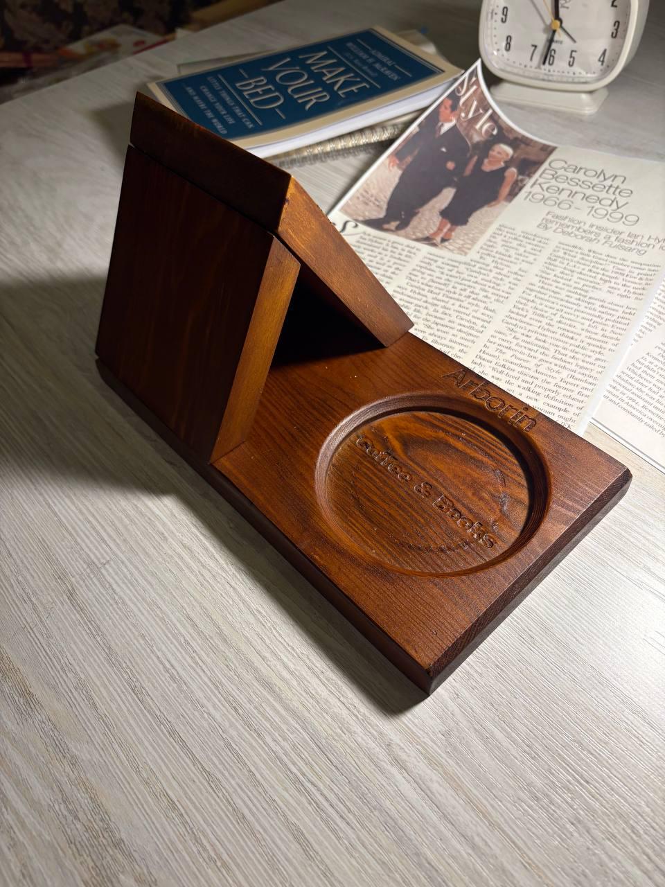 Wooden Book Stand Tray, Reading Desk Organizer, Mug Holder, Minimalist Decor