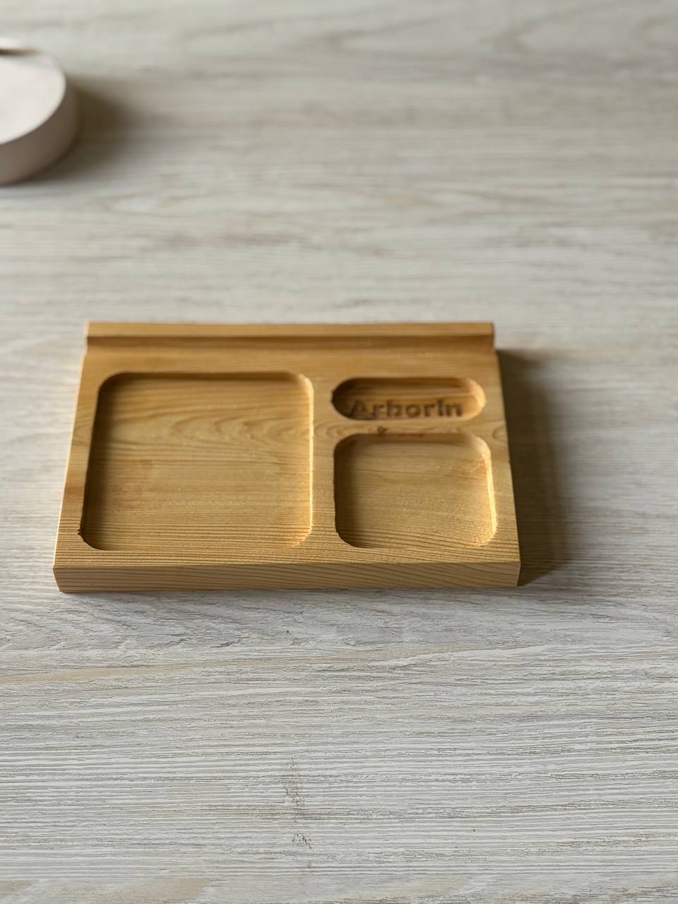 Handmade Wooden Desk Organizer with Sticky Note Holder | Pen Tray | AirPods Stand | USB Storage | Minimalist Office Desk Tray | Home Office Organizer | Unique Gift for Him
