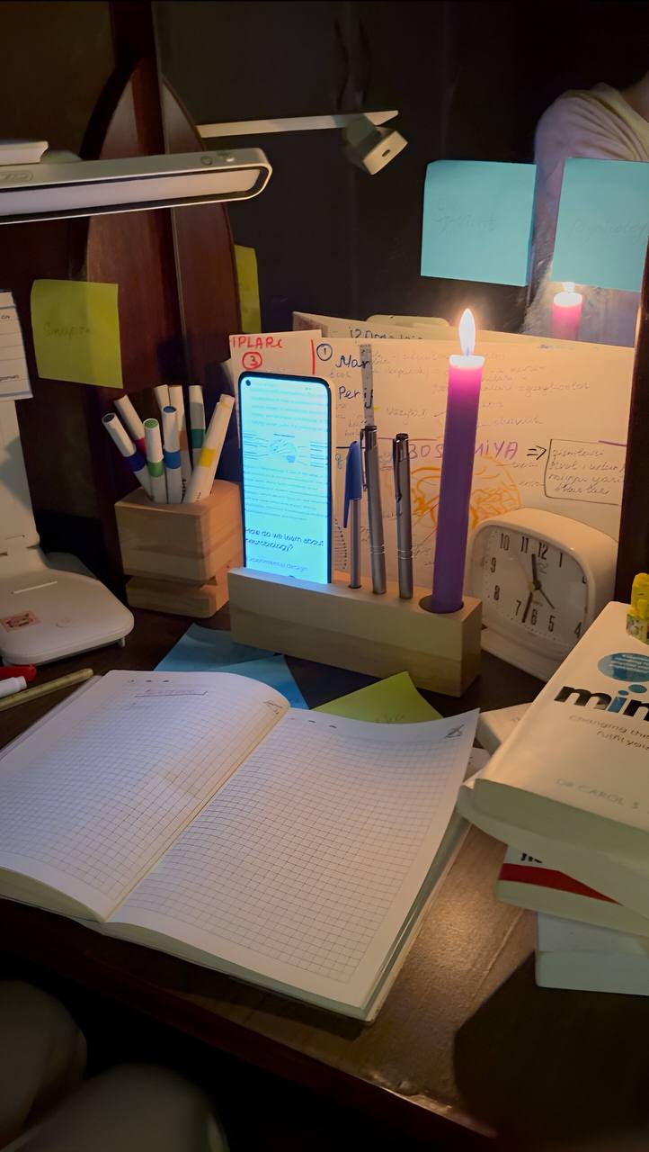 Office Handmade Organiser for Pens and Mobile Phones from Natural Wood