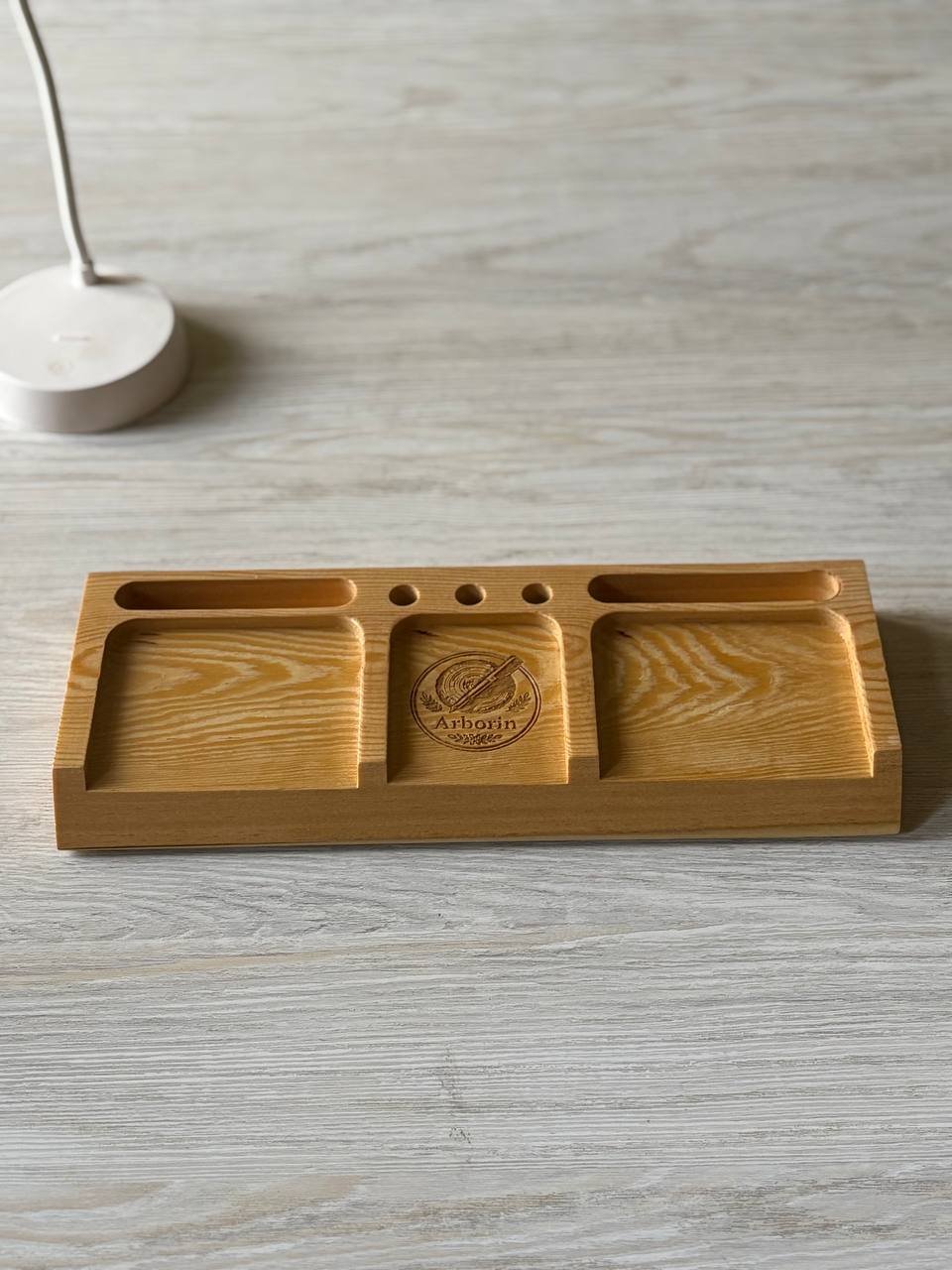 Handmade Wooden Desk Organizer with Calculator & Phone Stand | Pen Holder | Marker Tray | AirPods Holder | Student Desk Caddy | Back to School Gift | Large Office Organizer